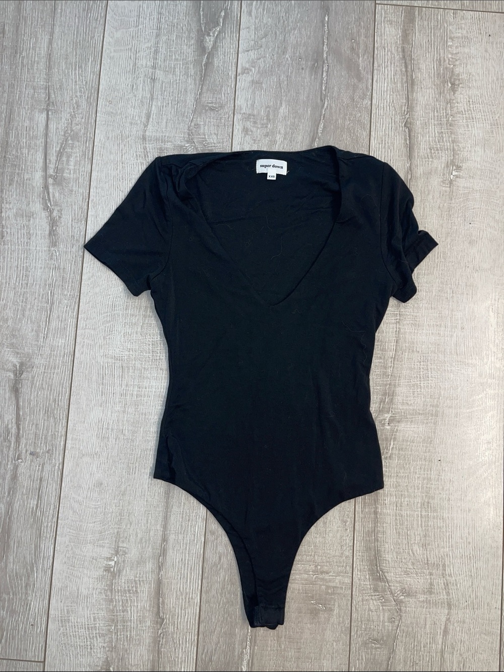 🪞superdown Black V-Neck Short Sleeve Bodysuit XXS/worn once!🪞
